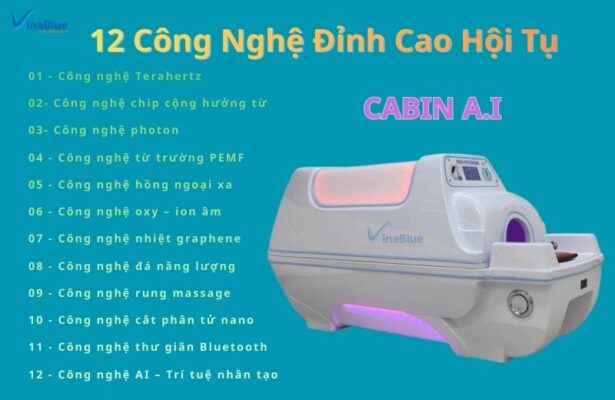 Cabin thải độc AI tích hợp 12 công nghệ hiện đại, hỗ trợ thư giãn và chăm sóc sức khỏe toàn diện.