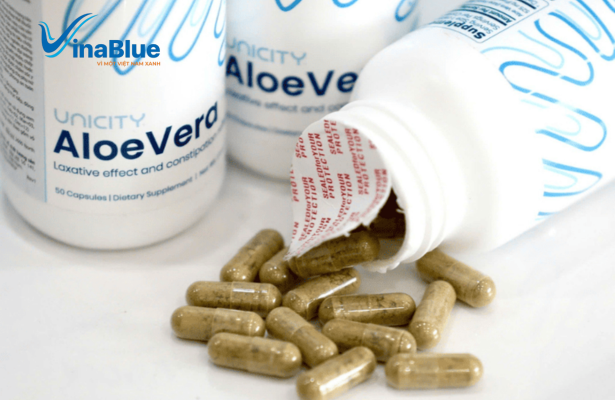 Thải độc ruột aloe vera unicity là các viên nang nhỏ được dùng uống trực tiếp